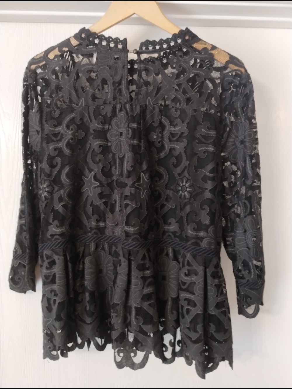Anthropologie Black Lace Peplum Blouse